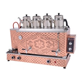 BAYSAN Full Otomatik Çay Makinesi Bakır Kaplamalı 4 Demlikli-Elektrikli ve D.gazlı